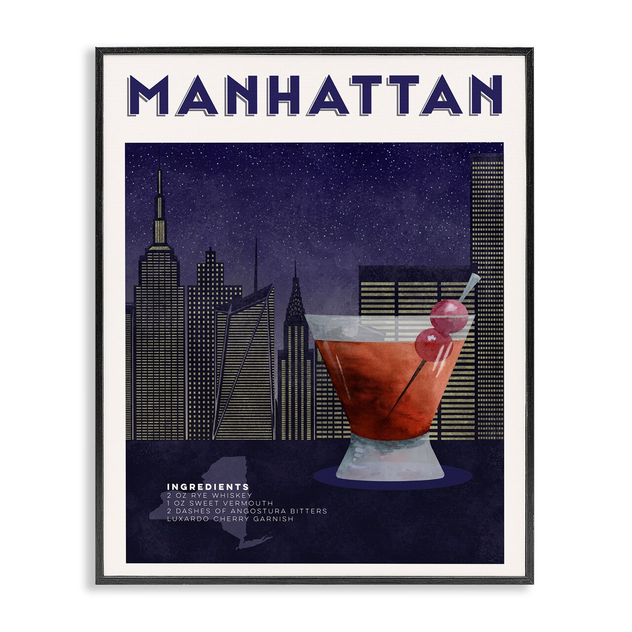 Stupell Industries Retro Manhattan Cocktail Cityscape Framed Giclee, design by Brett Blumenthal